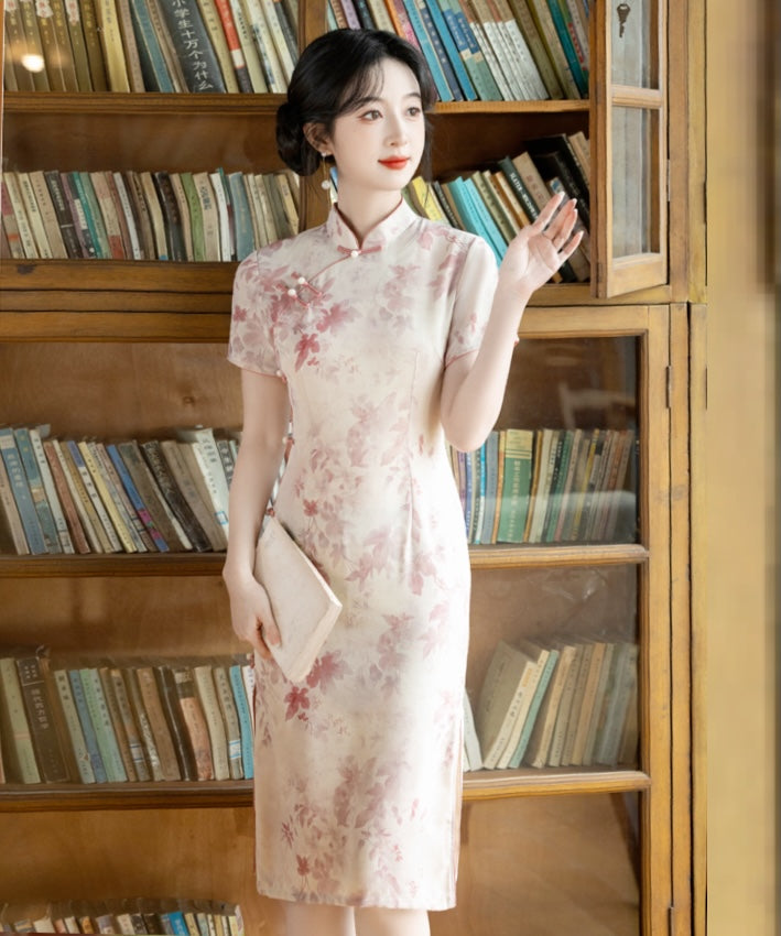 Pearl and Pink Blossom Cheongsam