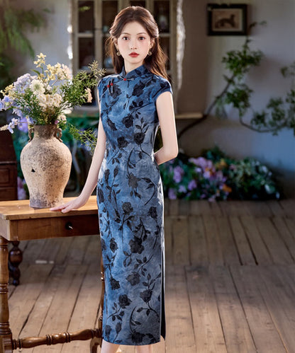 Midnight Rose Maxi Cheongsam