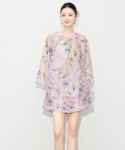 Violet Cheongsam Top + Shorts Set  💜 Limited Edition