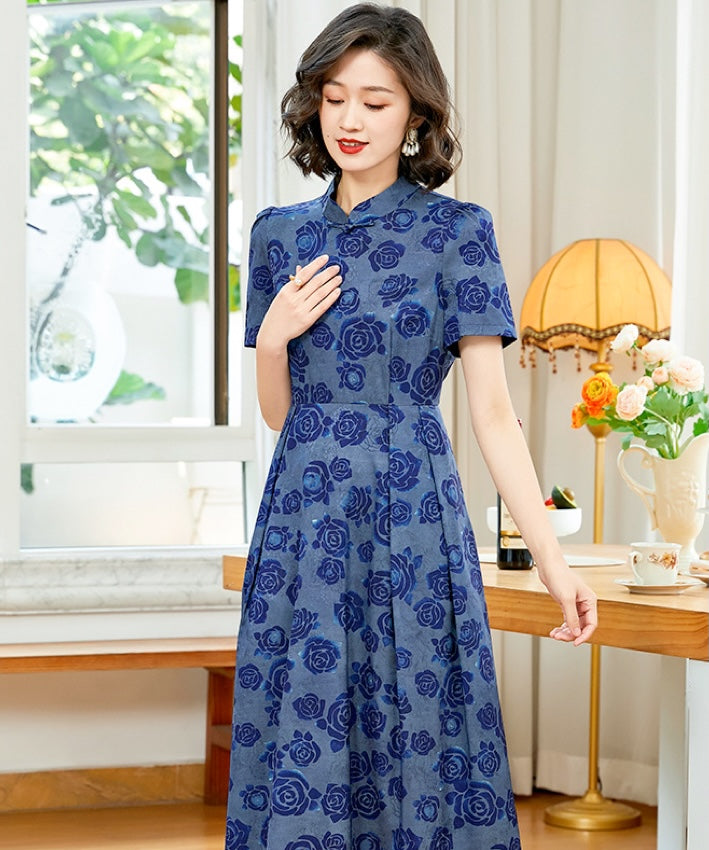 Indigo Blossom Cheongsam