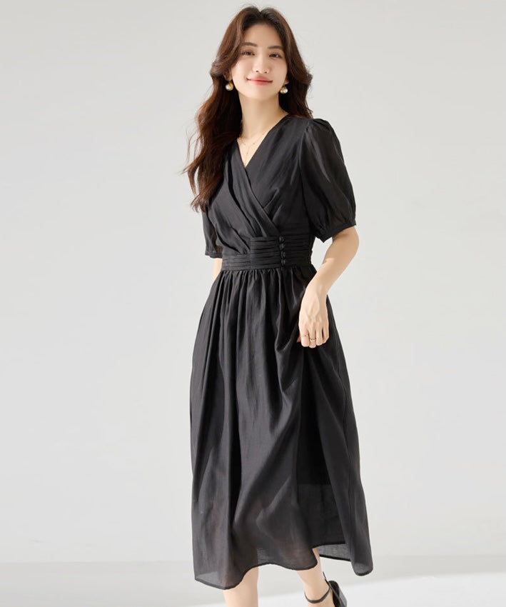 Rachelle Pleat and Oriental Button Dress