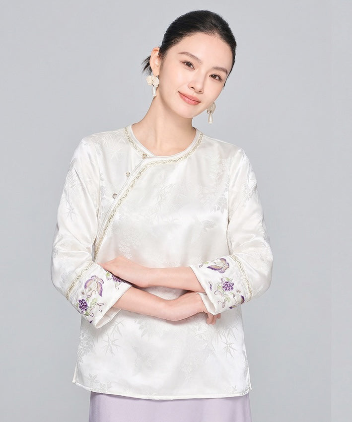Jade Garden Silk Cheongsam Blouse Top