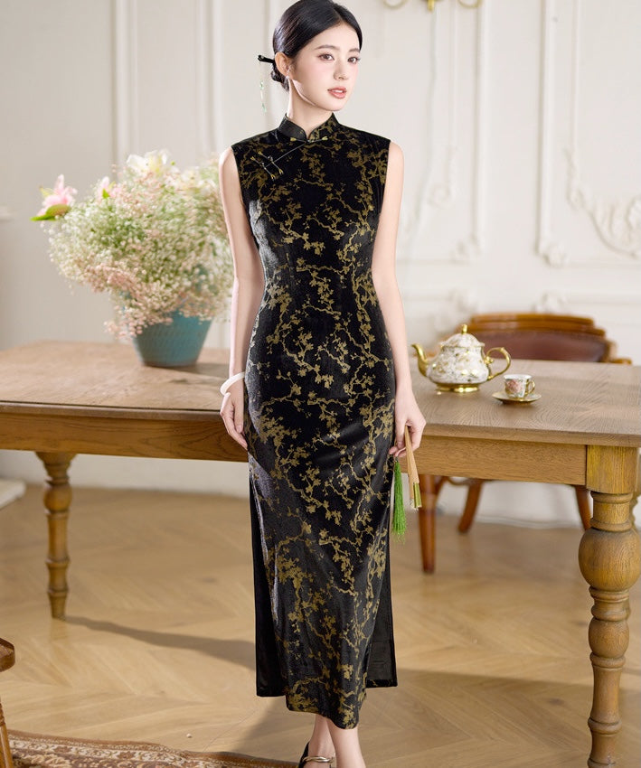 Dragon-Year Golden Petals Cheongsam