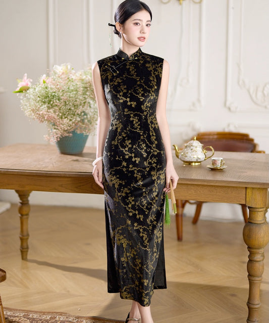 Dragon-Year Golden Petals Cheongsam