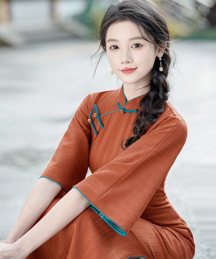 Ruoni Mid Sleeves Cheongsam