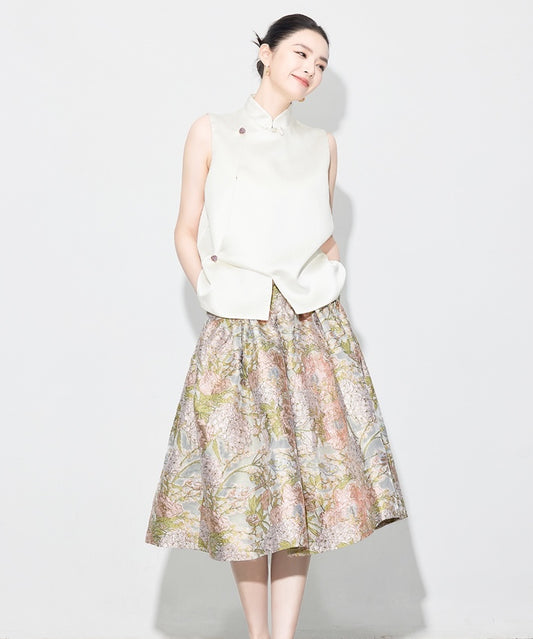 He Tang's Jacquard Oriental Top + Skirt Set
