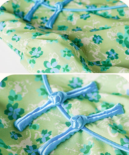 Chiffon Floral Puff Sleeve Cheongsam