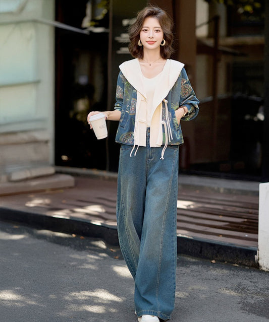 Sora's Denim Jackek + Denim Pants Set