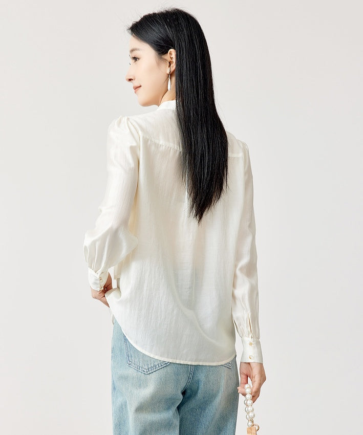 Serene Mandarin Collar Knot Blouse