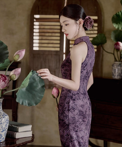 Shuya Purple Halterneck Cheongsam