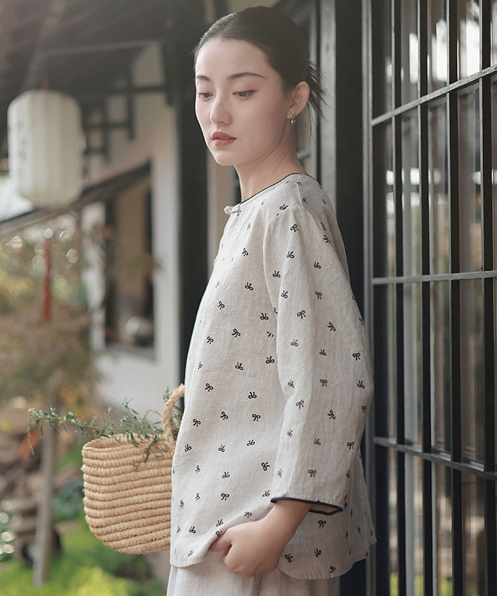 Maddie Linen Oriental Top