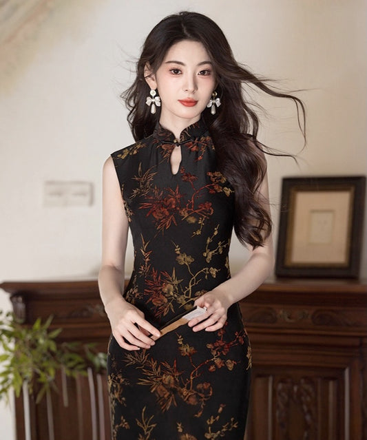 Limei Sleeveless Peplum Cheongsam