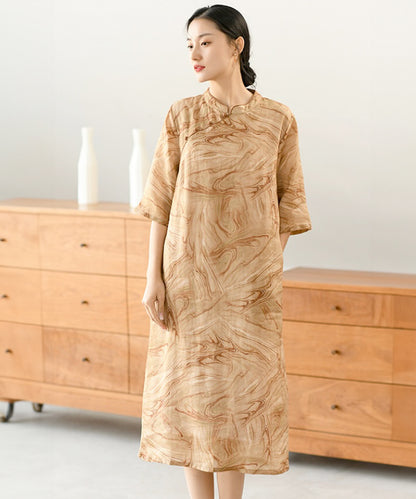 Lila Marble-Print Cheongsam