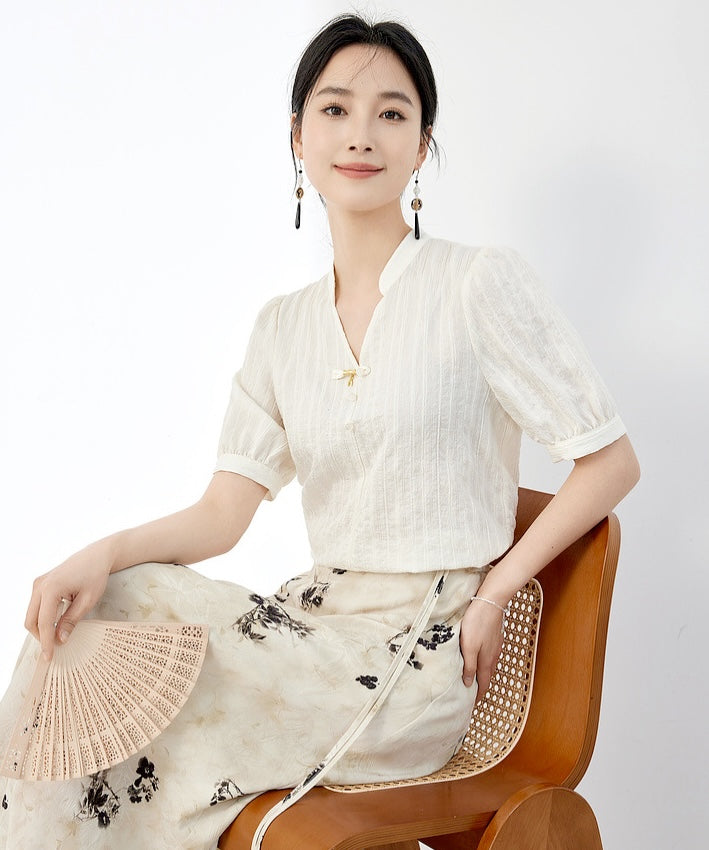 Pearl Petal Cheongsam Top