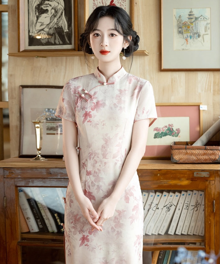 Pearl and Pink Blossom Cheongsam