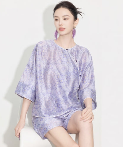Zhi May Oriental Top + Shorts Set