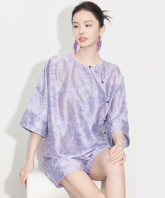 Zhi May Oriental Top + Shorts Set