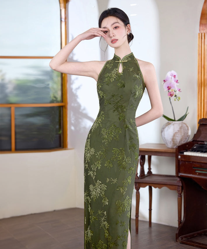Olive Halterneck Cheongsam