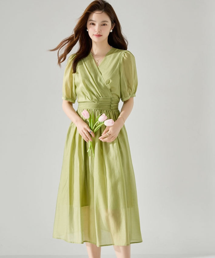 Rachelle Pleat and Oriental Button Dress