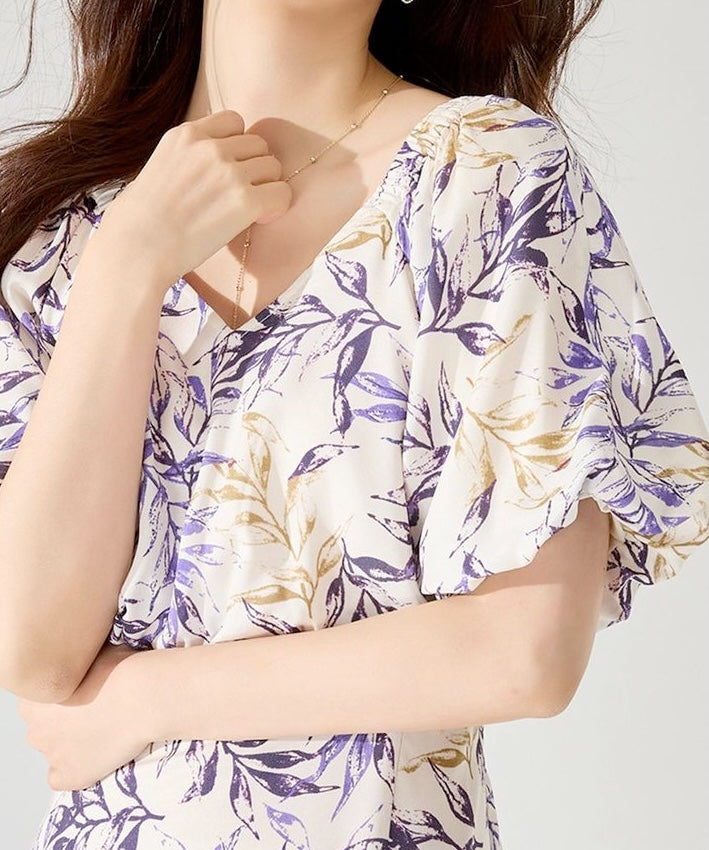 Summer Purple Iris Floral Tea Dress