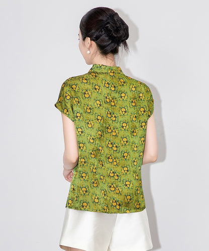Yellow Gourd Green Tone Cheongsam Top