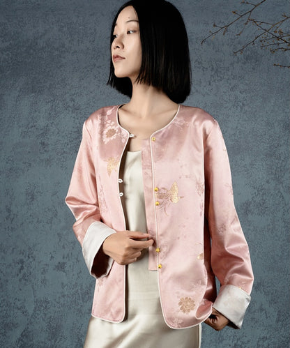 Pink-Gold Silk Cheongsam Jacket