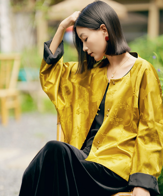 Imperial Bloom Jacquard Mandarin Jacket