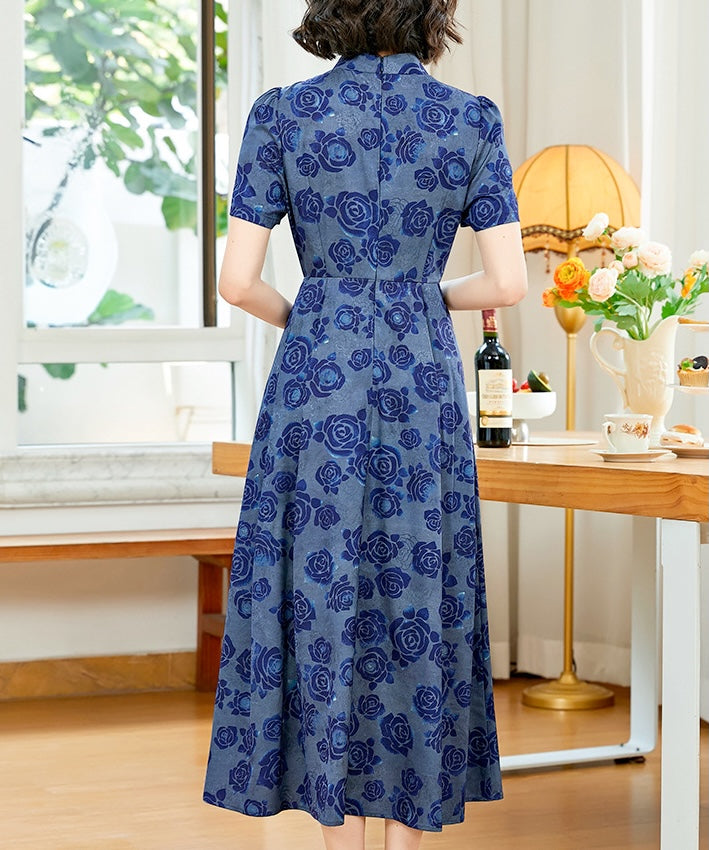 Indigo Blossom Cheongsam