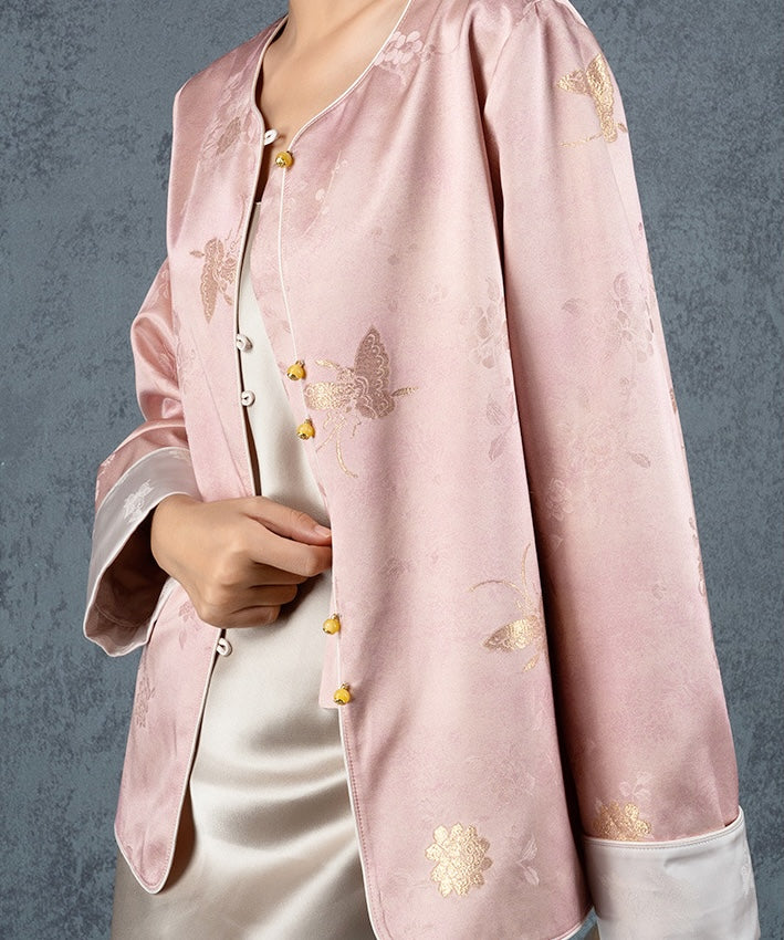 Pink-Gold Silk Cheongsam Jacket