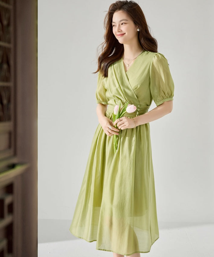 Rachelle Pleat and Oriental Button Dress