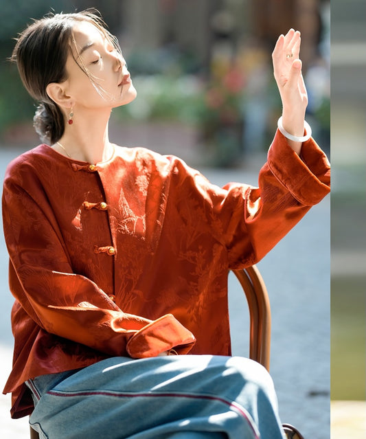 Burnished Rouge Cheongsam Top Jacket