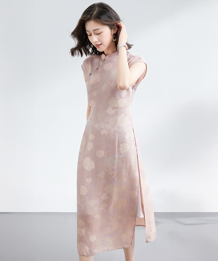 Shuya's Pink Cheongsam Silk Dress