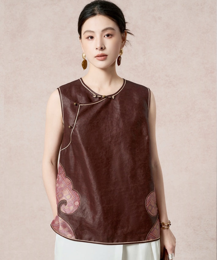 Cinnamon Arc Silk Cheongsam Top