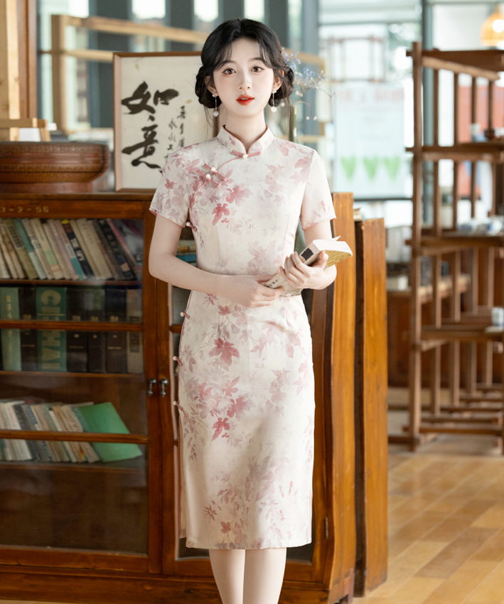 Pearl and Pink Blossom Cheongsam