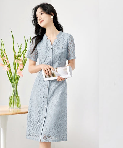 Elena Lace Button Midi Dress