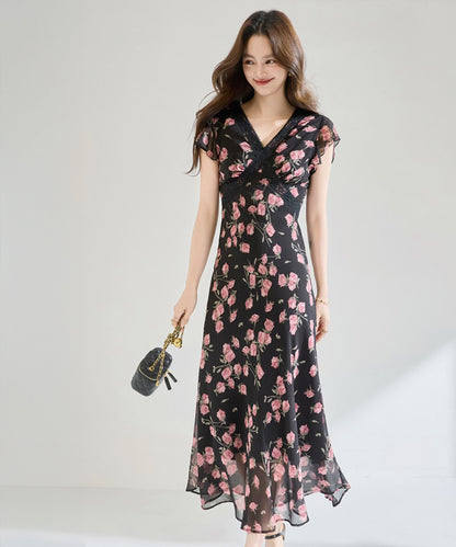 Midnight Rose Chiffon Dress