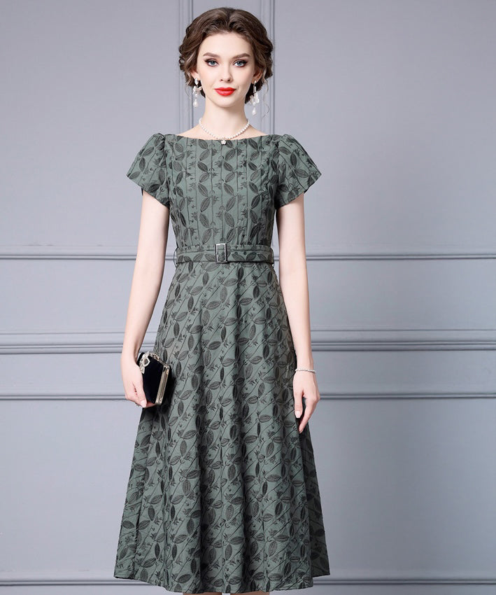 Sylvie Leaf Jacquard Midi Dress