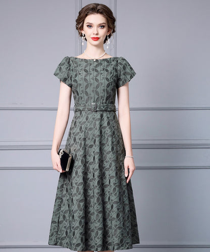 Sylvie Leaf Jacquard Midi Dress