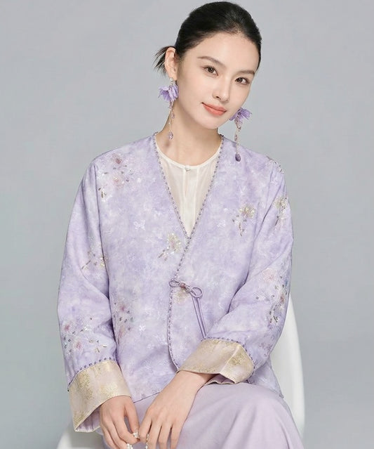Lavender Mist Embroidered Drape Jacket