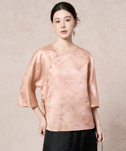 Peach Lustre Silk Cheongsam Top