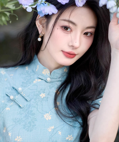 Kele Light Blue Floral Cheongsam