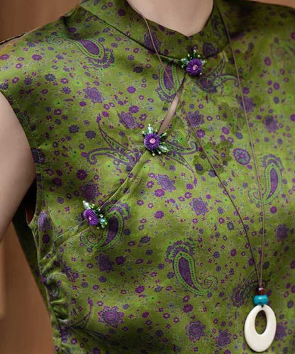 Jade Amethyst Silk Oriental Top