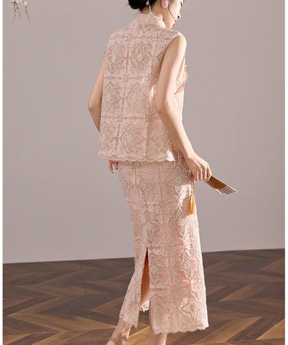 Serenelle Blush Lace Cheongsam Set