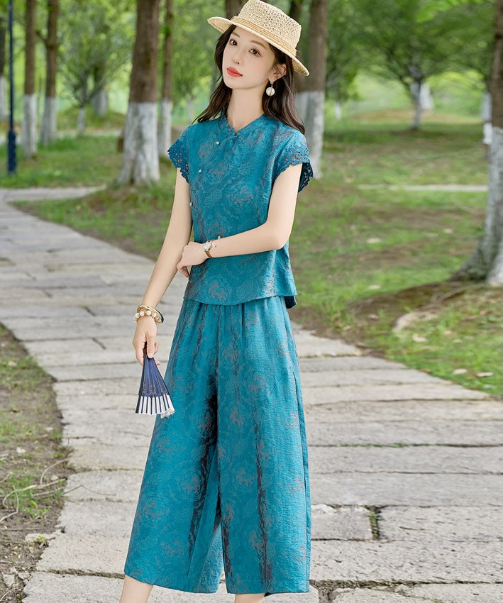 Cyrene Azure Cheongsam Set