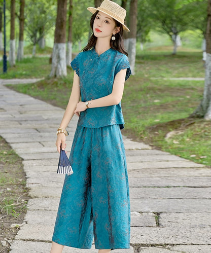 Cyrene Azure Cheongsam Set