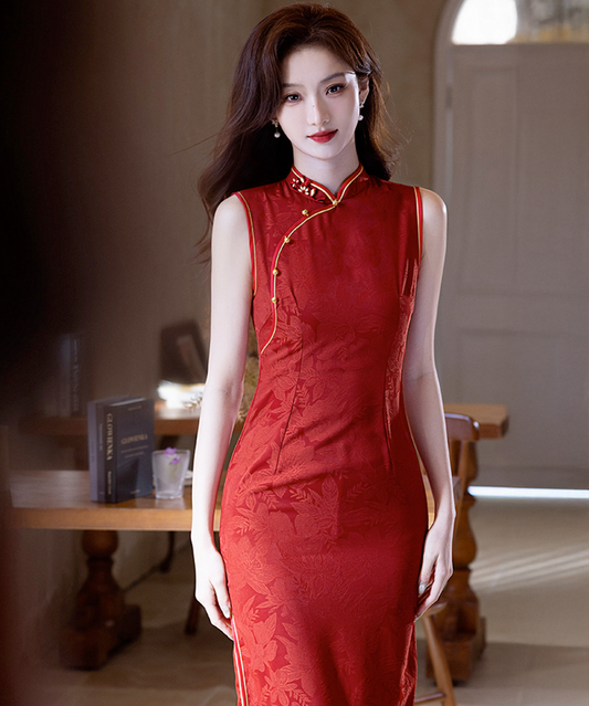 Golden Red Maiden Cheongsam