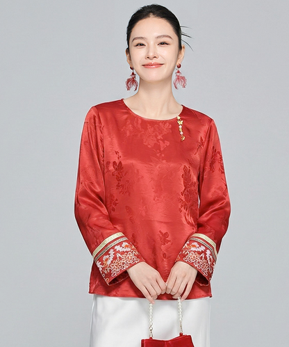 Fortune Red Cheongsam Blouse