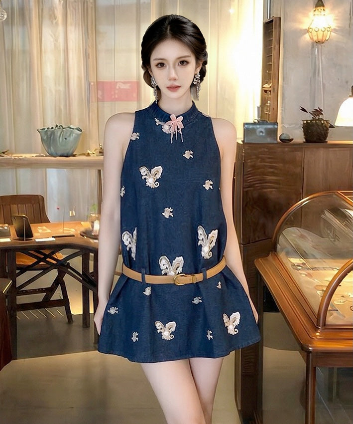Mila Indigo Denim Cheongsam Set