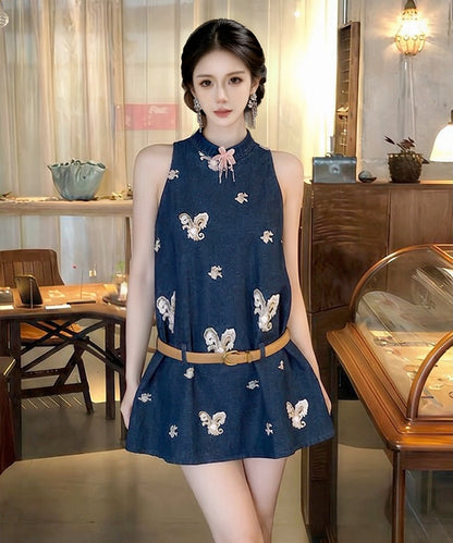 Mila Indigo Denim Cheongsam Set