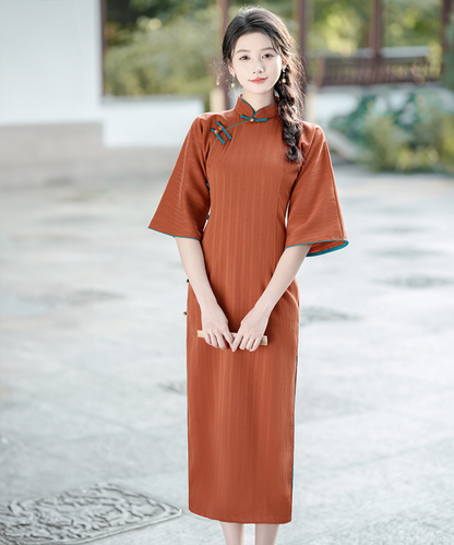 Ruoni Mid Sleeves Cheongsam